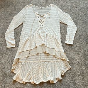 Ivory Ruffle High-Low Tunic